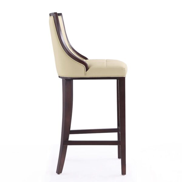 Manhattan Comfort Fifth Avenue 45 in. Cream and Walnut Beech Wood Bar Stool