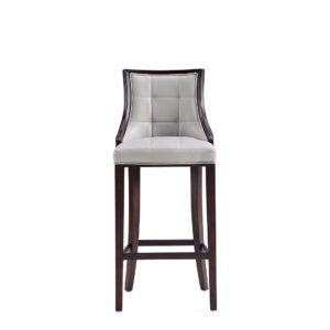 Manhattan Comfort Fifth Avenue Faux Leather Barstool in Light Grey