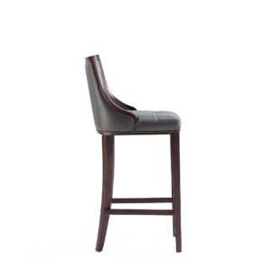 Manhattan Comfort Fifth Avenue Faux Leather Barstool in Pebble Grey