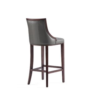 Manhattan Comfort Fifth Avenue Faux Leather Barstool in Pebble Grey