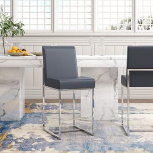 Manhattan Comfort Element 42.13 in. Graphite and Polished Chrome Stainless Steel Bar Stool