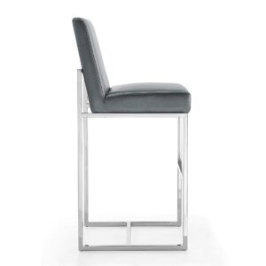 Manhattan Comfort Element 42.13 in. Graphite and Polished Chrome Stainless Steel Bar Stool