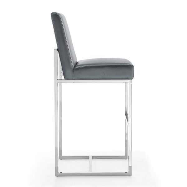 Manhattan Comfort Element 42.13 in. Graphite and Polished Chrome Stainless Steel Bar Stool