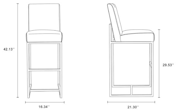 Manhattan Comfort Element 42.13 in. Pearl White and Polished Chrome Stainless Steel Bar Stool