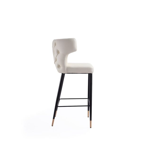 Manhattan Comfort Holguin 41.34 in. Cream, Black and Gold Wooden Barstool