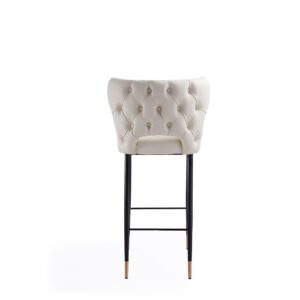 Manhattan Comfort Holguin 41.34 in. Cream, Black and Gold Wooden Barstool