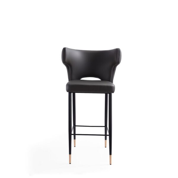 Manhattan Comfort Holguin 41.34 in. Grey, Black and Gold Wooden Barstool