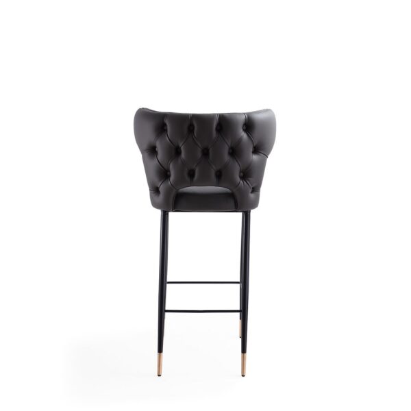 Manhattan Comfort Holguin 41.34 in. Grey, Black and Gold Wooden Barstool