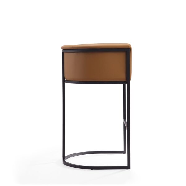 Manhattan Comfort Cosmopolitan 37.8 in. Camel and Black Metal Barstool