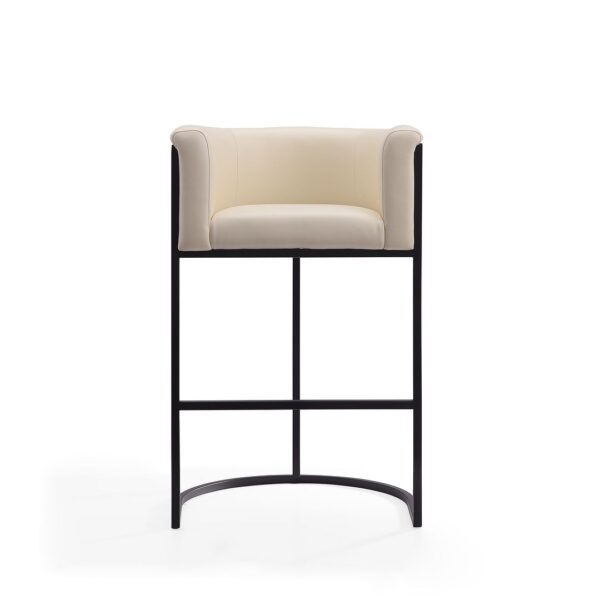 Manhattan Comfort Cosmopolitan 37.8 in. Cream and Black Metal Barstool