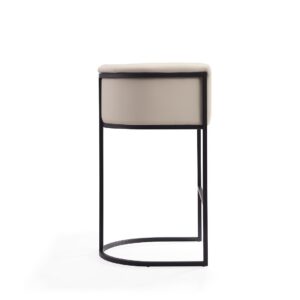 Manhattan Comfort Cosmopolitan 37.8 in. Cream and Black Metal Barstool