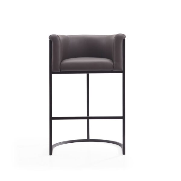 Manhattan Comfort Cosmopolitan 37.8 in. Pebble and Black Metal Barstool