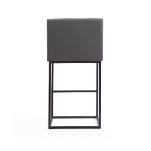 Manhattan Comfort Ambassador 42 in. Grey and Black Metal Barstool