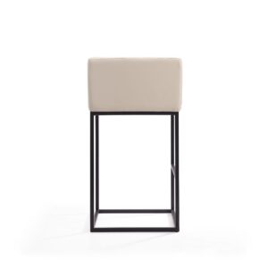 Manhattan Comfort Embassy 38 in. Cream and Black Metal Barstool