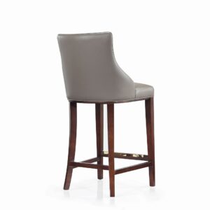 Manhattan Comfort Modern Shubert Barstool Upholstered in Dark Taupe Leatherette with Beech Wood Legs