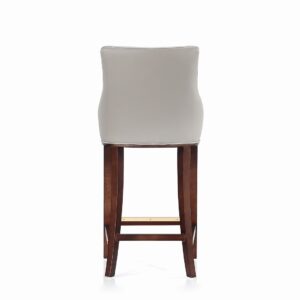 Manhattan Comfort Modern Shubert Barstool Upholstered in Light Grey Leatherette with Beech Wood Legs