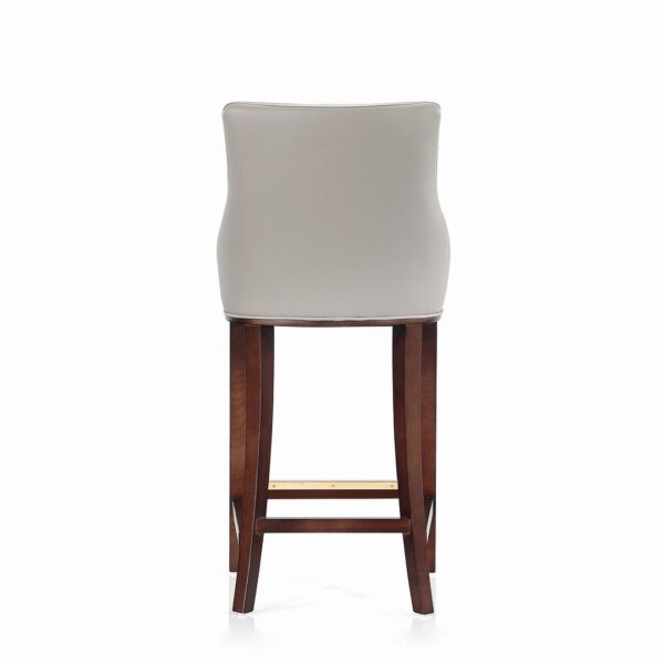 Manhattan Comfort Modern Shubert Barstool Upholstered in Light Grey Leatherette with Beech Wood Legs