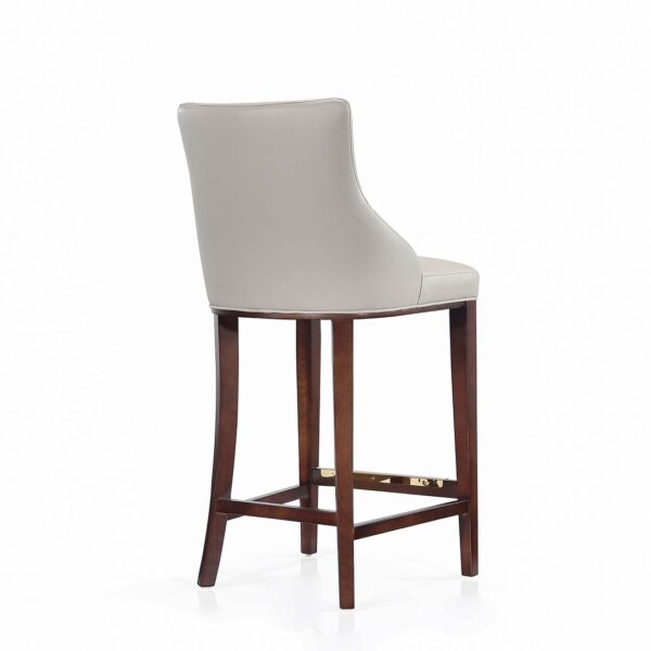 Manhattan Comfort Modern Shubert Barstool Upholstered in Light Grey Leatherette with Beech Wood Legs