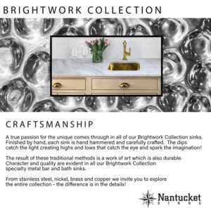 Nantucket Sinks RS15-UB Brightwork Home 15 Inch Hand Hammered Round Brass Bar Sink