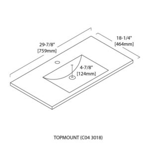 Blossom C04 3018 30 Inch Ceramic Top-Mount Rectangular Bathroom Sink