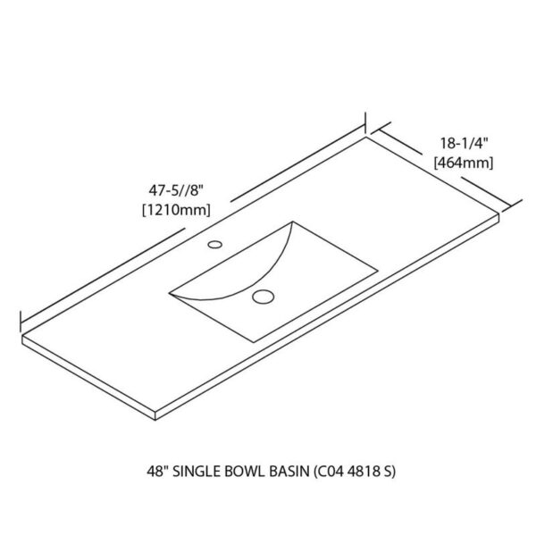 Blossom C04 4818 S 48 Inch Ceramic Top-Mount Rectangular Single Bathroom Sink