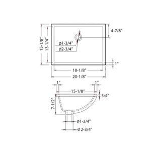 Blossom C09 2015 20 1/8 Inch Undermount Rectangular Bathroom Sink