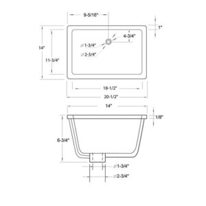 Blossom C09 2114 20 3/4 Inch Undermount Rectangular Bathroom Sink