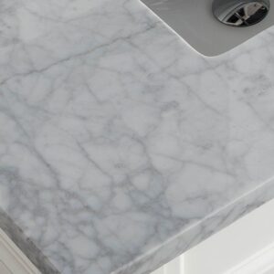 James Martin 090-301-S26-CAR 26 Inch Single Carrara White Top for the 301 Collection, 3 cm, No Sink