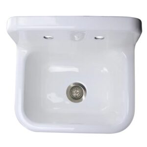 Nantucket Sinks CI-2218-FBSET Anchor 22 Inch Cast Iron Wall Mount Laundry Kitchen Sink in Black and White