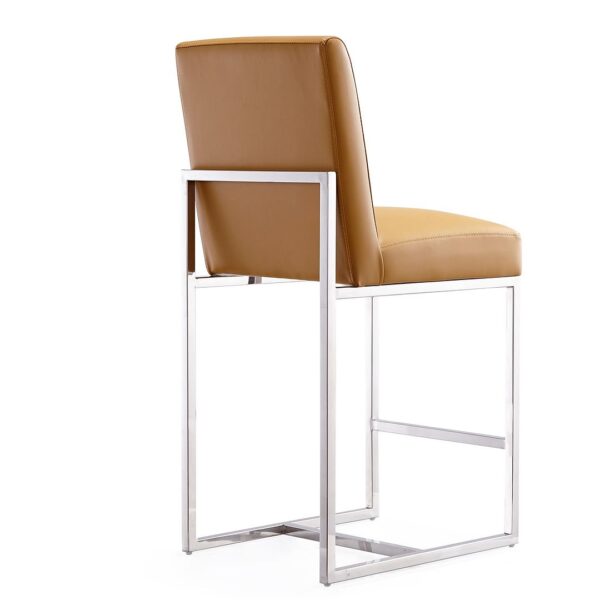 Manhattan Comfort Element 37.2 in. Camel and Polished Chrome Stainless Steel Counter Height Bar Stool