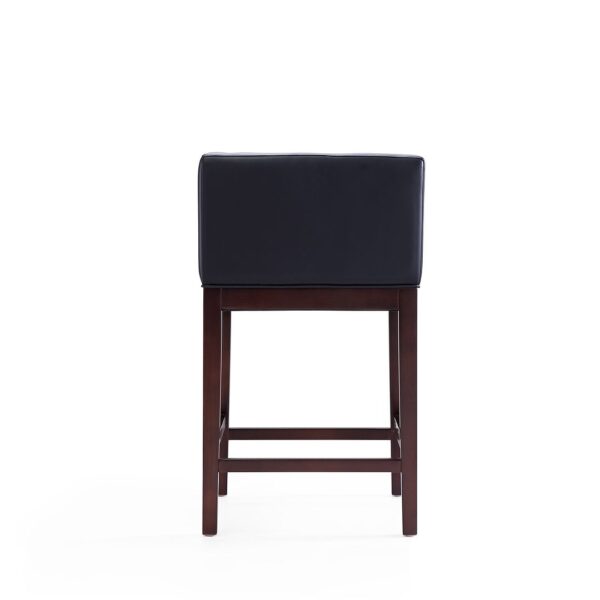 Manhattan Comfort Kingsley 34 in. Black and Dark Walnut Beech Wood Counter Height Bar Stool