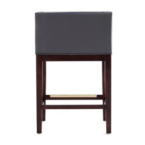 Manhattan Comfort Kingsley 34 in. Grey and Dark Walnut Beech Wood Counter Height Bar Stool