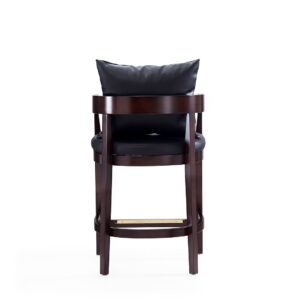 Manhattan Comfort Ritz 34 in. Black and Dark Walnut Beech Wood Counter Height Bar Stool