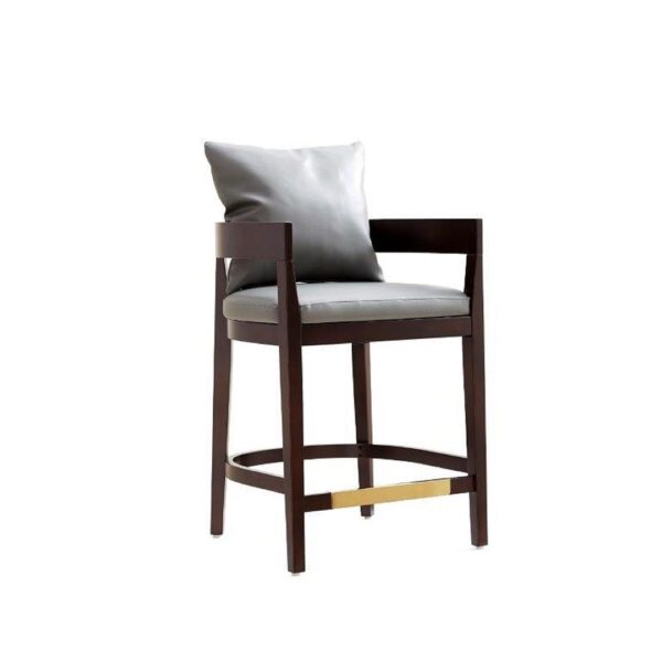 Manhattan Comfort Ritz 34 in. Grey and Dark Walnut Beech Wood Counter Height Bar Stool