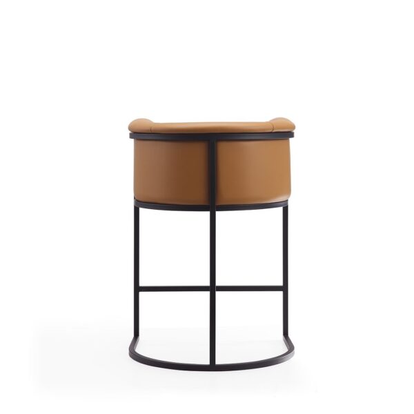 Manhattan Comfort Cosmopolitan 33.8 in. Camel and Black Metal Counter Height Bar Stool