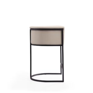 Manhattan Comfort Cosmopolitan 33.8 in. Cream and Black Metal Counter Height Bar Stool