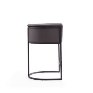 Manhattan Comfort Cosmopolitan 33.8 in. Pebble and Black Metal Counter Height Bar Stool