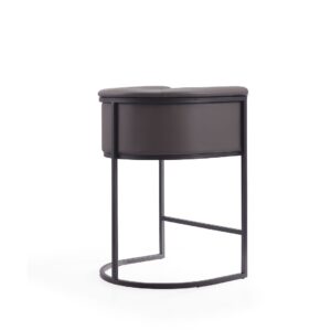 Manhattan Comfort Cosmopolitan 33.8 in. Pebble and Black Metal Counter Height Bar Stool