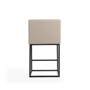 Manhattan Comfort Ambassador 38 in. Cream and Black Metal Counter Height Bar Stool