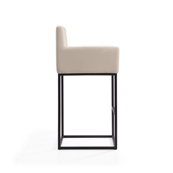 Manhattan Comfort Ambassador 38 in. Cream and Black Metal Counter Height Bar Stool