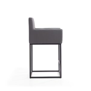 Manhattan Comfort Ambassador 38 in. Grey and Black Metal Counter Height Bar Stool