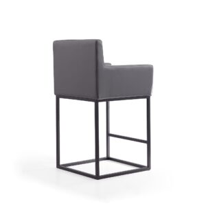 Manhattan Comfort Ambassador 38 in. Grey and Black Metal Counter Height Bar Stool