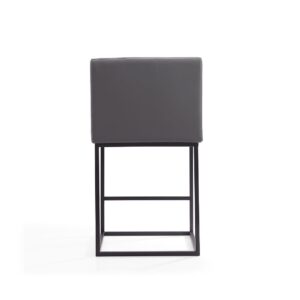 Manhattan Comfort Ambassador 38 in. Grey and Black Metal Counter Height Bar Stool