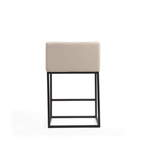 Manhattan Comfort Embassy 34 in. Cream and Black Metal Counter Height Bar Stool