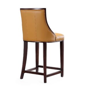 Manhattan Comfort Fifth Ave 39.5 in. Camel and Dark Walnut Beech Wood Counter Height Bar Stool