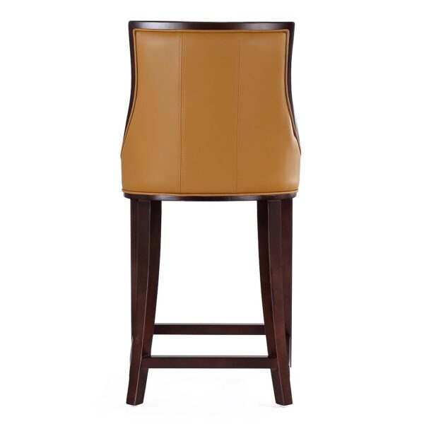 Manhattan Comfort Fifth Ave 39.5 in. Camel and Dark Walnut Beech Wood Counter Height Bar Stool