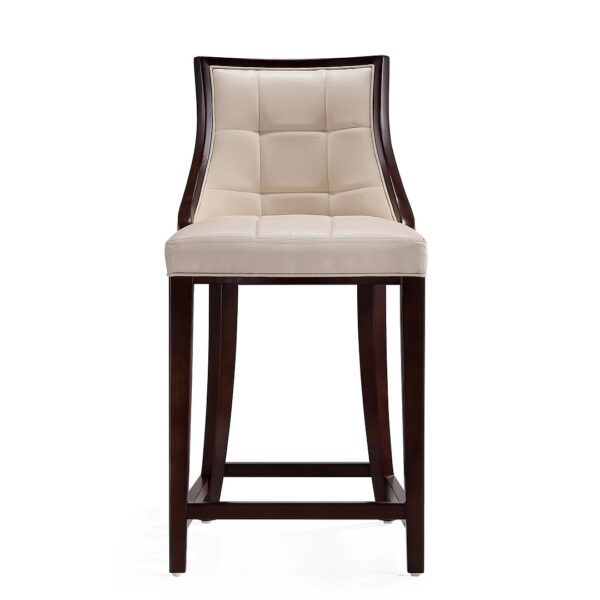 Manhattan Comfort Fifth Ave 39.5 in. Cream and Dark Walnut Beech Wood Counter Height Bar Stool