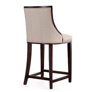 Manhattan Comfort Fifth Ave 39.5 in. Cream and Dark Walnut Beech Wood Counter Height Bar Stool