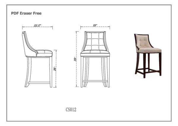 Manhattan Comfort Fifth Avenue Faux Leather Counter Stool in Light Grey