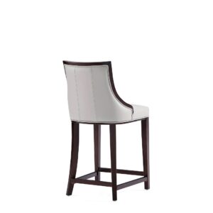 Manhattan Comfort Fifth Avenue Faux Leather Counter Stool in Light Grey